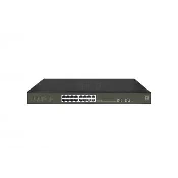 LevelOne Hilbert 18-Port Gigabit PoE Smart Lite Switch, 16 PoE Outputs, 2 x Gigabit SFP, 802.3at/af PoE, 230W PoE Power Budget