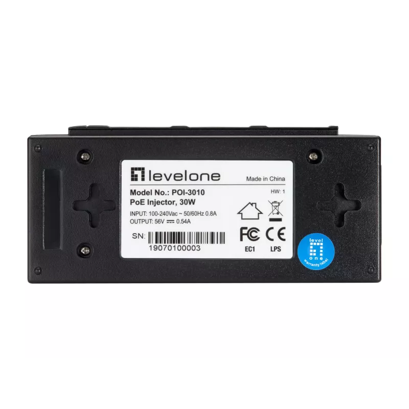 LevelOne POI-3010 PoE adapteris Fast Ethernet, Gigabit Ethernet 52 V