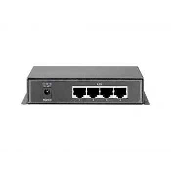 LevelOne 5 portu Gigabit PoE komutators, 61,6 W, 802.3af PoE, 4 PoE izejas, komplektā strāvas adapteris