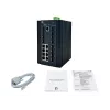 LevelOne 20 portu L2 Plus pārvaldīts industriālais slēdzis, 8 x 1GbE RJ45, 8 x 1GbE SFP, 4 x 1/2.5/10GbE SFP+, DIN-sliede, -40°C līdz 80°C
