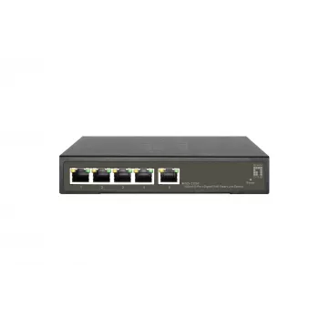 LevelOne Hilbert 5 portu Gigabit PoE Smart Lite slēdzis, 802.3at/af PoE, 4 PoE izejas, 60 W PoE jaudas budžets