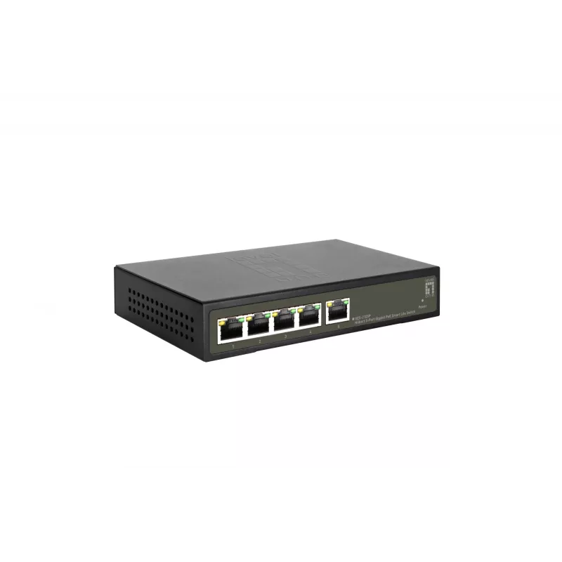 LevelOne Hilbert 5 portu Gigabit PoE Smart Lite slēdzis, 802.3at/af PoE, 4 PoE izejas, 60 W PoE jaudas budžets