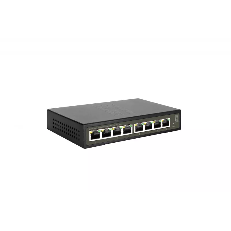 LevelOne Hilbert 8 portu Gigabit PoE viedais Lite slēdzis, 802.3at/af PoE, 8 PoE izejas, 112,8 W PoE jaudas budžets