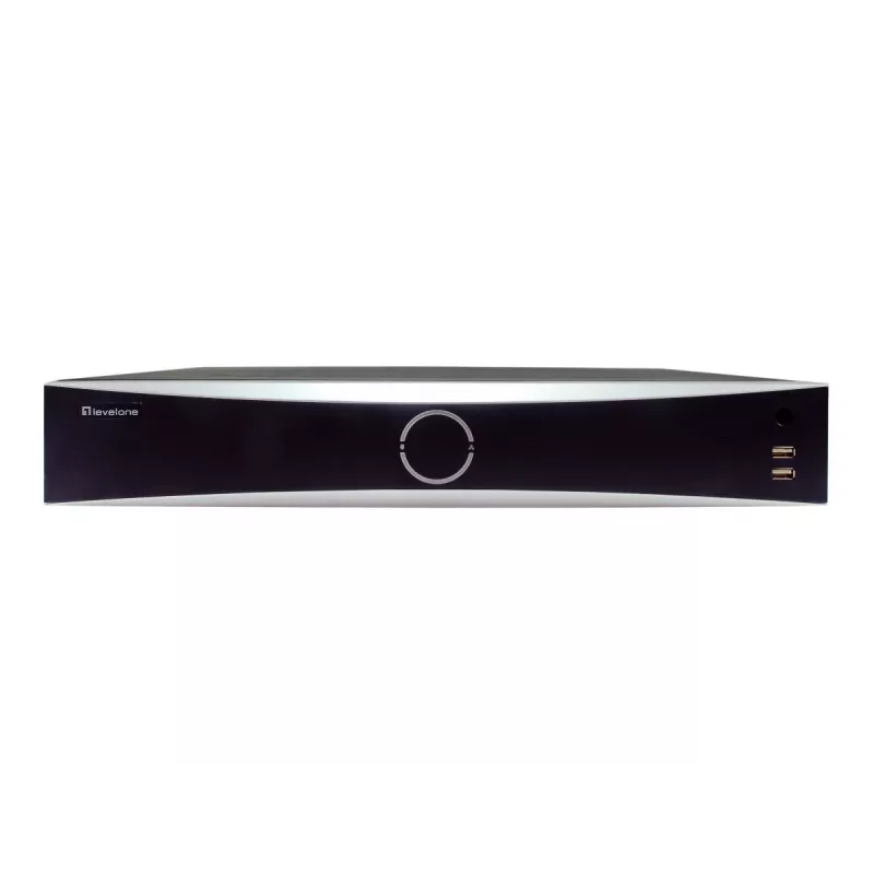 Tīkla video reģistrators LEVELONE NVR-0411 — 32 kanāli, maks. 4096×2160, 10 TB SATA, PoE 16 W/ports, 17x RJ-45, USB 2x2