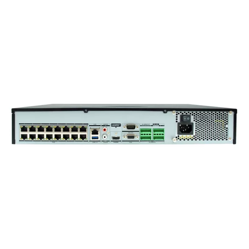 Tīkla video reģistrators LEVELONE NVR-0411 — 32 kanāli, maks. 4096×2160, 10 TB SATA, PoE 16 W/ports, 17x RJ-45, USB 2x2