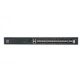 LevelOne 26 portu L3 pārvaldāms TOR optiskās šķiedras komutators, 24x 1/10GbE SFP+, 2x 40/100GbE QSFP28, karstās nomaiņas dublēts barošanas bloks