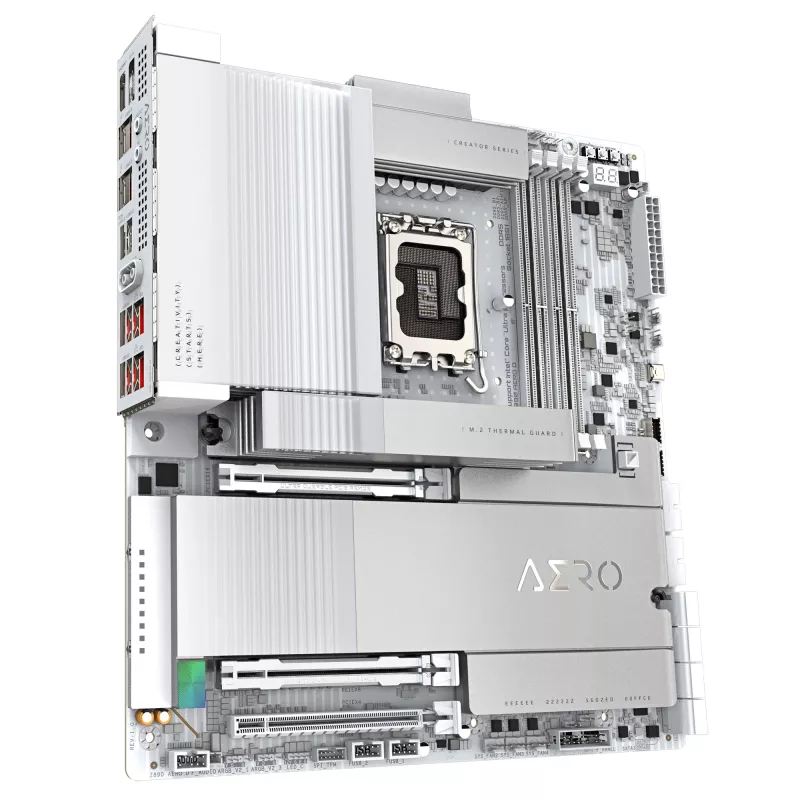 GIGABYTE Z890 AERO D mātesplate - atbalsta Intel Core Ultra (2. sērijas) procesorus, 16+1+2 fāžu VRM, līdz 9500MHz DDR5 (OC), PCIe 5.0 M.2, Wi-Fi 7, Thunderbolt 5