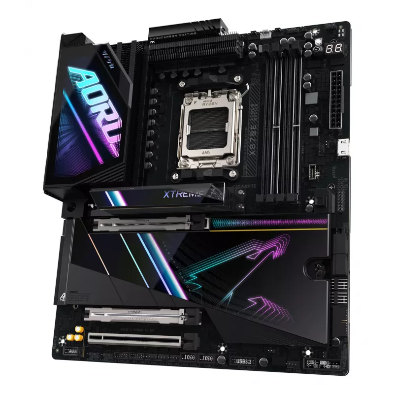 GIGABYTE X870E AORUS XTREME AI TOP mātesplate - atbalsta AMD Ryzen 9000 sērijas CPU, 18+2+2 fāžu VRM, līdz 8800MHz DDR5 (OC), 1xPCIe 5.0 M.2 + 3xPCIe 4.0 M.2, WI-FI 7, 10GbE LAN, USB 4