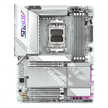 GIGABYTE X870E AORUS ELITE WIFI7 ICE mātesplate - atbalsta AMD Ryzen 9000 CPU, 16+2+2 fāžu digitālais VRM, līdz 8200 MHz DDR5 (OC), 3xPCIe 5.0 + 1xPCIe 4.0, Wi-Fi 7, 2.5GbE LAN, USB 4