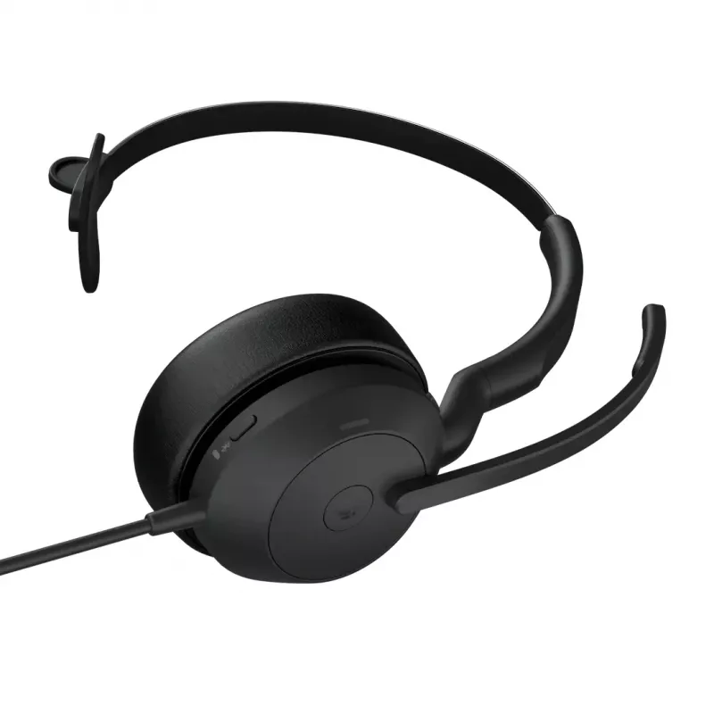 Jabra Evolve2 50 austiņas, vadu, galvas stīpa, birojam/zvanu centram, USB Type-C / USB Type-A, Bluetooth, melnas