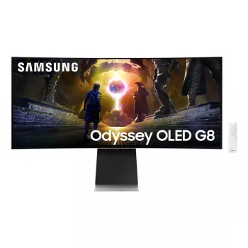 Samsung G85SD datora monitors 86,4 cm (34 colli) 3440 x 1440 pikseļi UltraWide Quad HD OLED Sudrabs