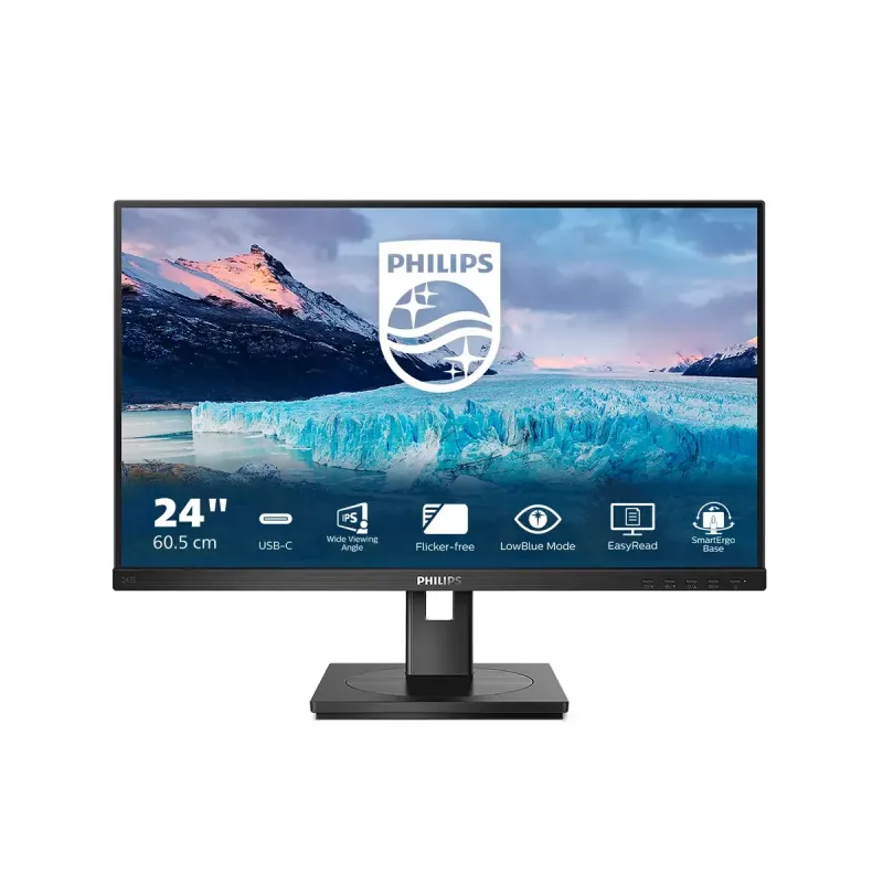 Philips S Line 243S1/00 datora monitors 60,5 cm (23,8 colli) 1920 x 1080 pikseļi Full HD LCD Melns
