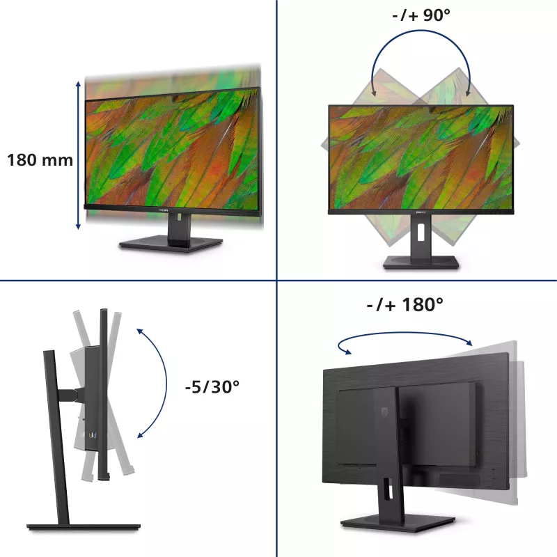 Philips 3000 sērijas 32B1N3800/00 datora monitors 81,3 cm (32 collas) 3840 x 2160 pikseļi 4K Ultra HD LCD Melns