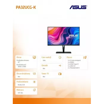 ASUS ProArt PA32UCG-K datora monitors 81,3 cm (32 colli) 3840 x 2160 pikseļi 4K Ultra HD LED Melns