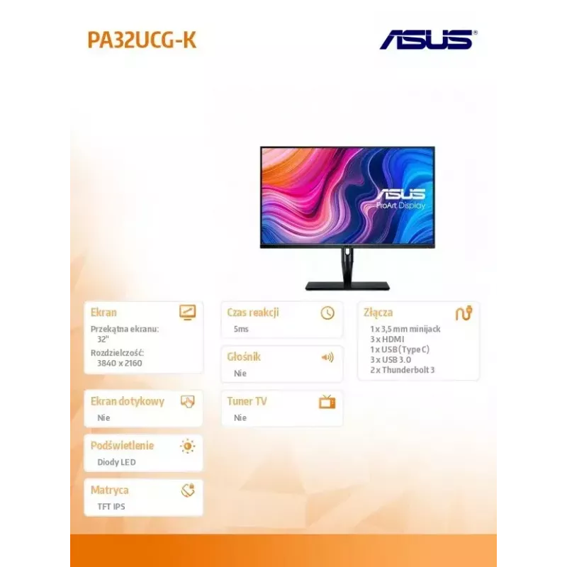 ASUS ProArt PA32UCG-K datora monitors 81,3 cm (32 colli) 3840 x 2160 pikseļi 4K Ultra HD LED Melns