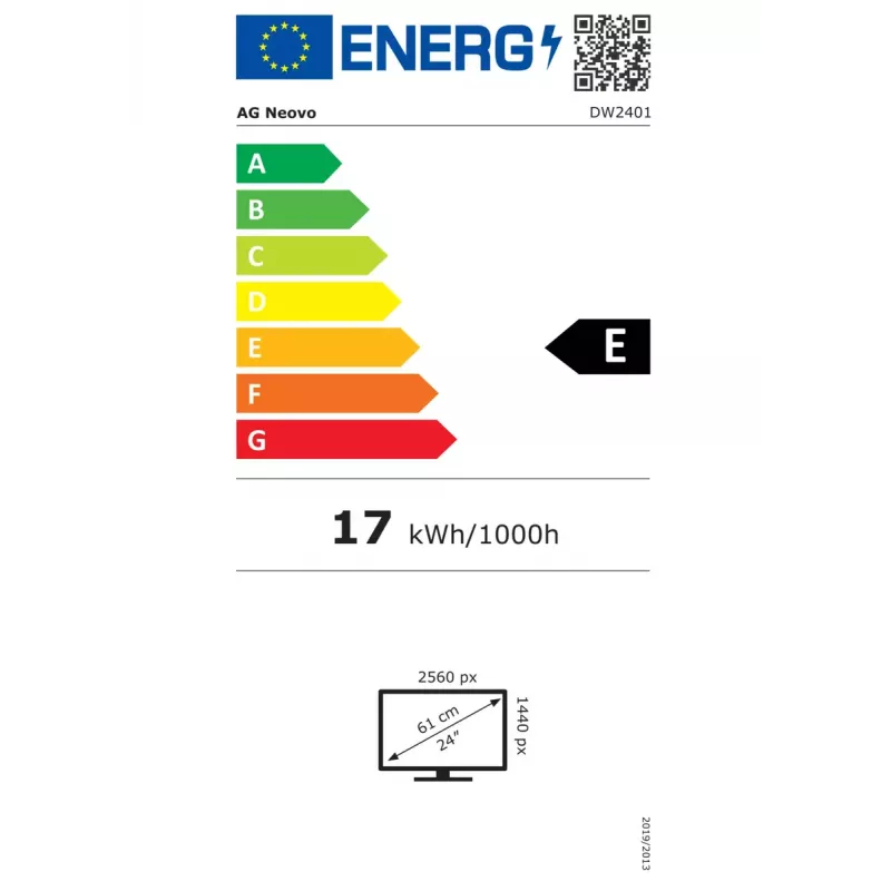 AG Neovo DW2401 datora monitors 60,5 cm (23,8 collas) 2560 x 1440 pikseļi Wide Quad HD LED melns