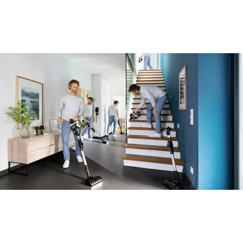 Bosch BSS711W stieņa putekļsūcējs/elektriskā slota Baterija Sausā Bez maisiņa 0.3 L Melna, Sudraba, Balta