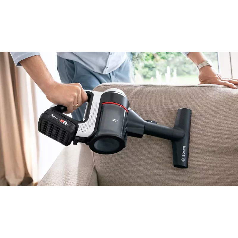 Bosch BSS711W stieņa putekļsūcējs/elektriskā slota Baterija Sausā Bez maisiņa 0.3 L Melna, Sudraba, Balta
