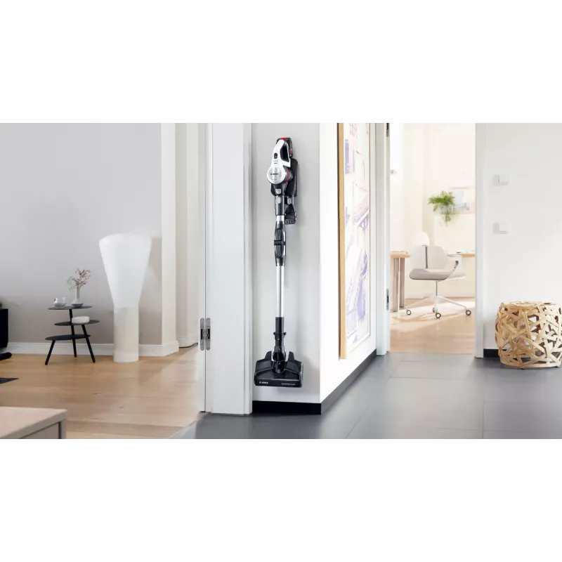 Bosch BSS711W stieņa putekļsūcējs/elektriskā slota Baterija Sausā Bez maisiņa 0.3 L Melna, Sudraba, Balta