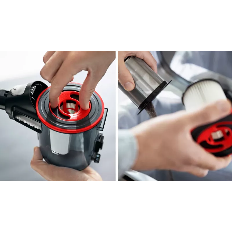 Bosch BSS711W stieņa putekļsūcējs/elektriskā slota Baterija Sausā Bez maisiņa 0.3 L Melna, Sudraba, Balta