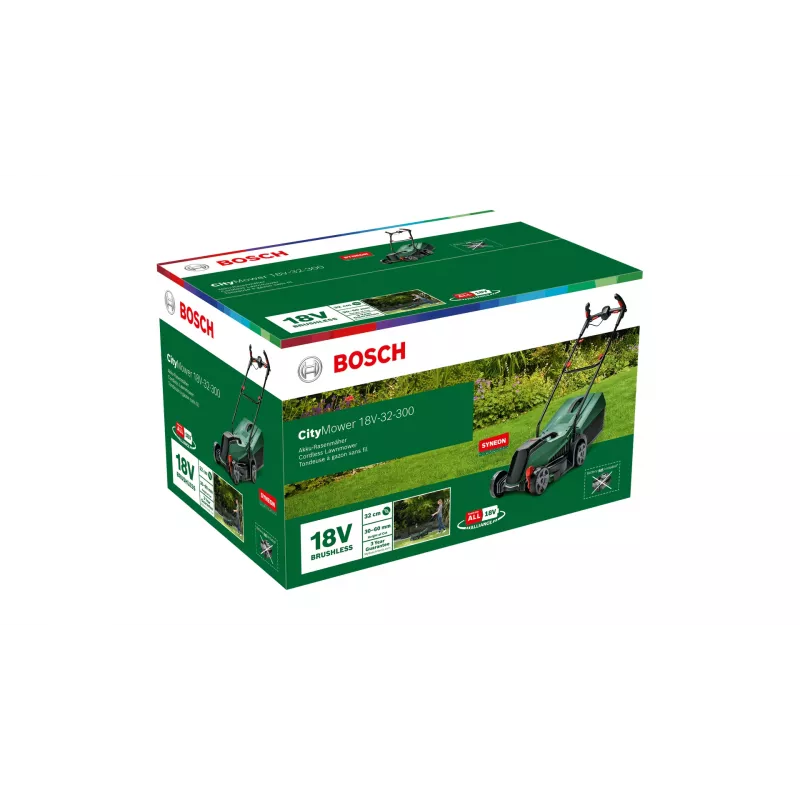 Bosch City Mower 18V-32 stumjamais zāles pļāvējs ar bateriju Melns, Zaļš