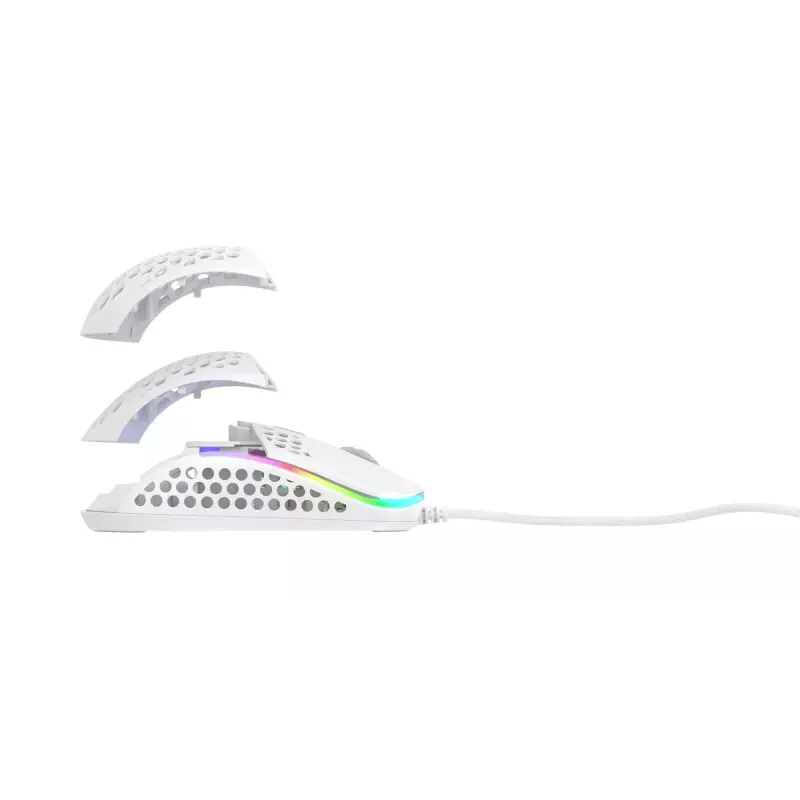 XTRFY M42 piemērota abām rokām spēļu pele — optiskais sensors, 16 000 DPI, USB Type‑A, balta, RGB