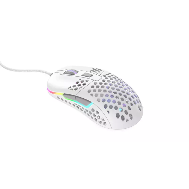 XTRFY M42 piemērota abām rokām spēļu pele — optiskais sensors, 16 000 DPI, USB Type‑A, balta, RGB