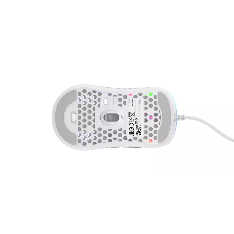 XTRFY M42 piemērota abām rokām spēļu pele — optiskais sensors, 16 000 DPI, USB Type‑A, balta, RGB