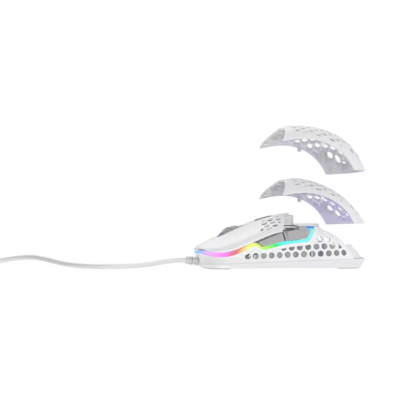 XTRFY M42 piemērota abām rokām spēļu pele — optiskais sensors, 16 000 DPI, USB Type‑A, balta, RGB