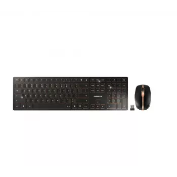 CHERRY DW 9100 plāns tastatūra Pele iekļauta Universāls RF bezvadu + Bluetooth QWERTY US English Melna