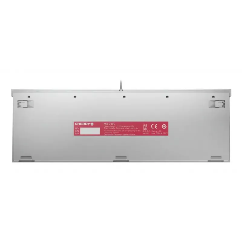 Vadu mehāniskā spēļu klaviatūra Cherry MX 2.0S — Pilnizmēra (100%), QWERTZ vācu izkārtojums, RGB fona apgaismojums, USB, Balta