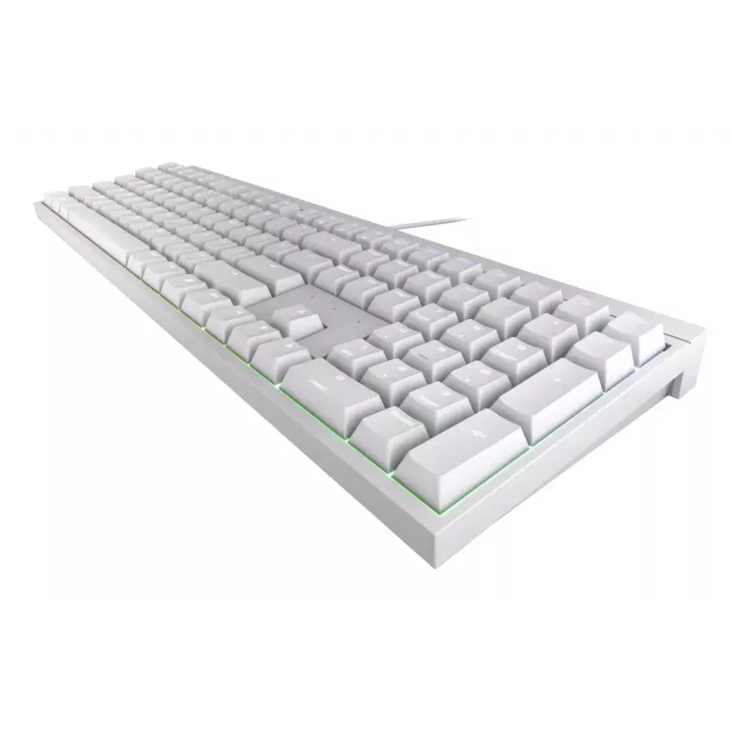 Vadu mehāniskā spēļu klaviatūra Cherry MX 2.0S — Pilnizmēra (100%), QWERTZ vācu izkārtojums, RGB fona apgaismojums, USB, Balta