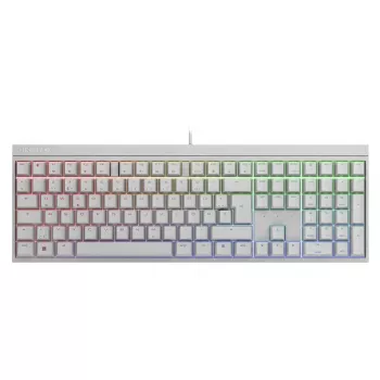 Vadu mehāniskā spēļu klaviatūra Cherry MX 2.0S — Pilnizmēra (100%), QWERTZ vācu izkārtojums, RGB fona apgaismojums, USB, Balta