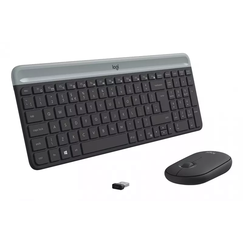 LOGITECH plānā bezvadu tastatūras un peles komplekts Mk470 - Graphite - Azerty franču