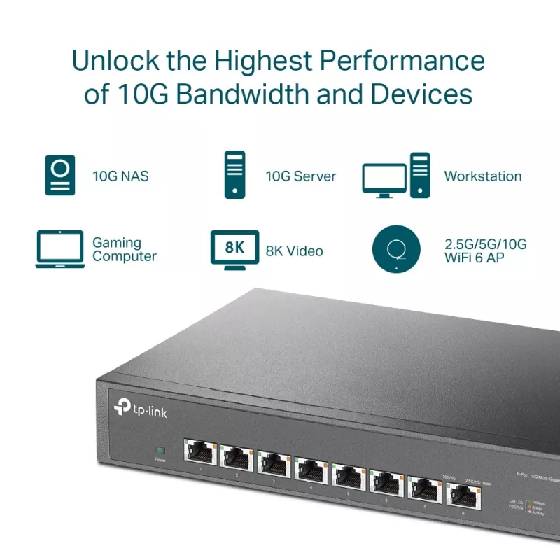 Nepārvaldāms slēdzis TP-Link TL-SX1008, 8 portu 10G, galddatoram/statīvam