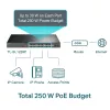 TP-Link 24 portu 10/100 Mb/s + 2 portu gigabitu nevadāms PoE+ komutators