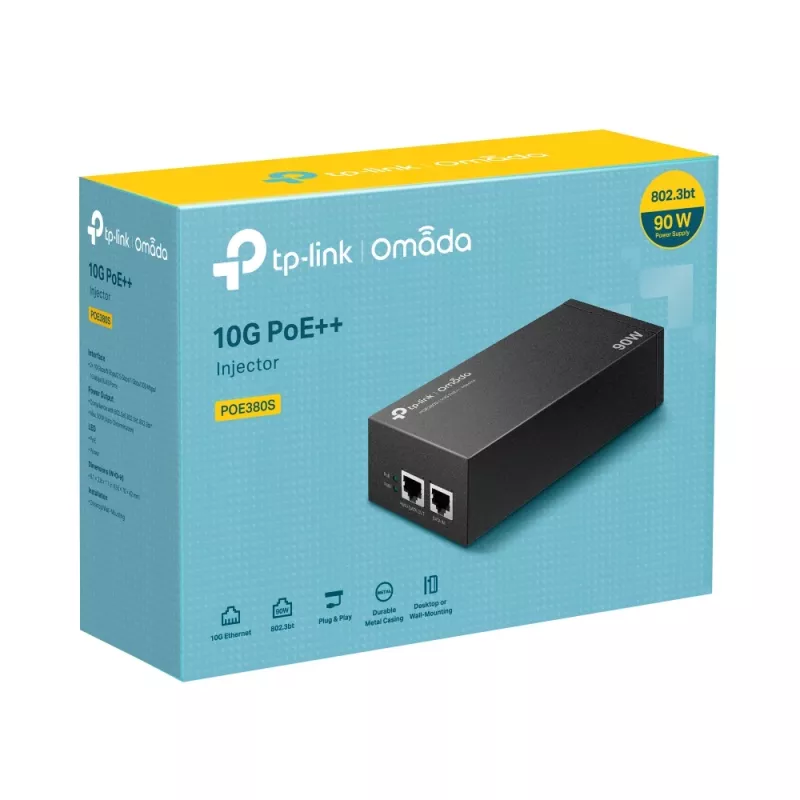 PoE inžektors TP-Link Omada POE380S 10 Gigabit Ethernet 100-240V melns