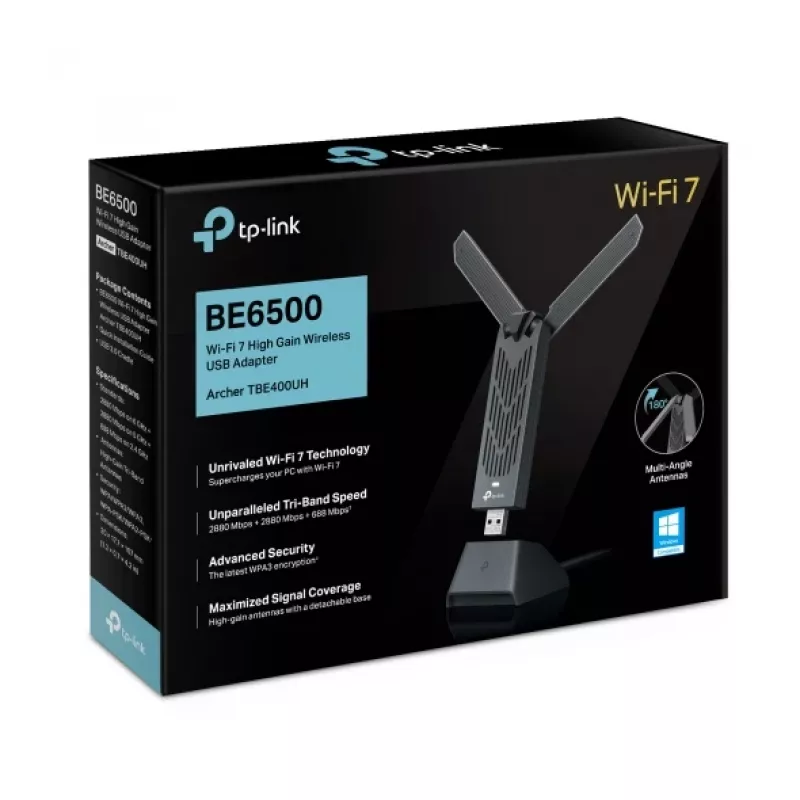 Bezvadu maršrutētājs TP-Link BE6500 2882 Mbit/s Wi-Fi 7 Trīs joslu