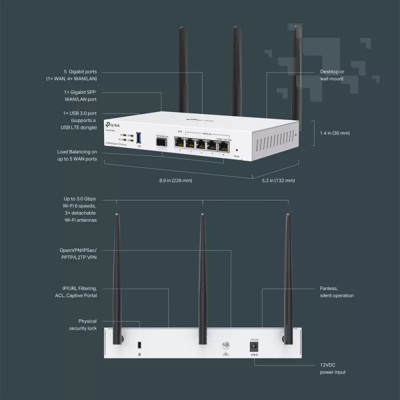 TP-Link FESTA FR365 bezvadu maršrutētājs Gigabit Ethernet divjoslu (2,4 GHz + 5 GHz vai 2,4 GHz + 6 GHz) balts