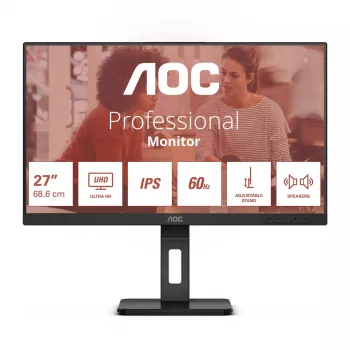 AOC E3 U27E3UF datora monitors 68,6 cm (27 collas) 3840 x 2160 pikseļi 4K Ultra HD LED melns