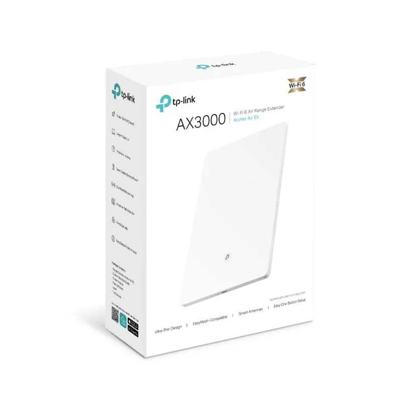 TP-Link Archer AX3000 Dual-Band Wi-Fi 6 Air Range Extender, tīkla atkārtotājs, 2976 Mbit/s, Balts, Sienas, FCC, RoHS, 12 V