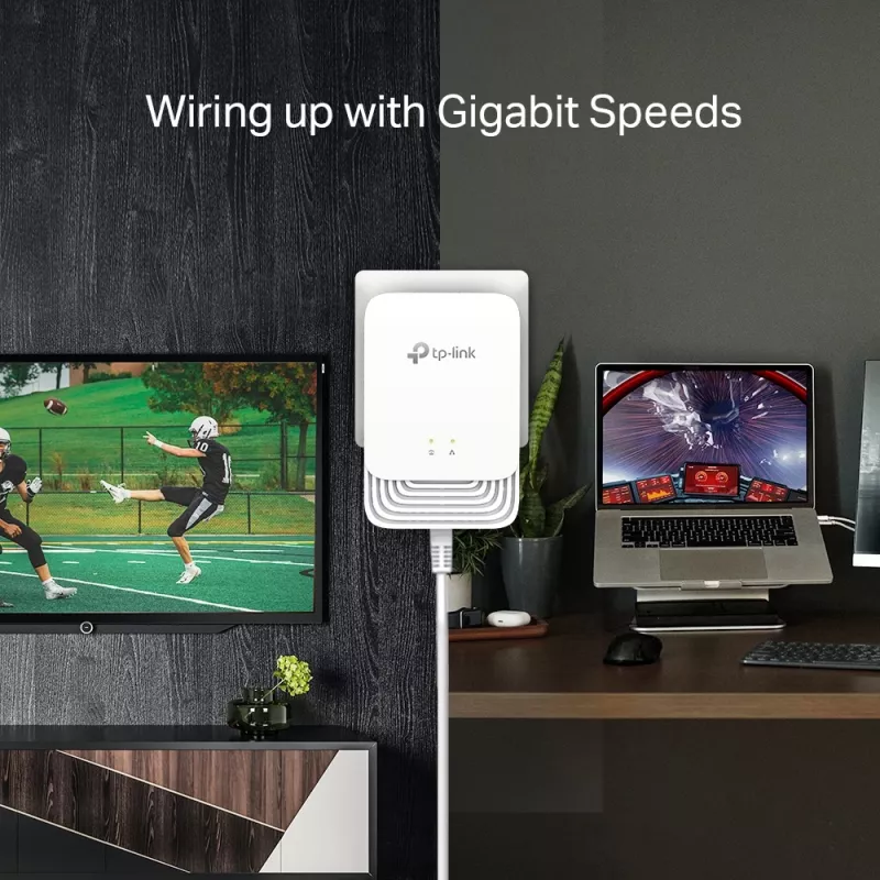 TP-Link G.hn1200 Powerline Kit, 607 Mbit/s, Gigabit Ethernet, 10,100,1000 Mbit/s, HomePlug AV2, 300 m, balta