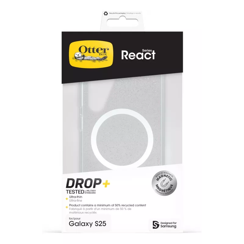 Samsung Otterbox React Case ar magnētiem Galaxy S25, Vāciņš, Samsung, Galaxy S25, 15.8 cm (6.2 collas), Melns, Caurspīdīgs