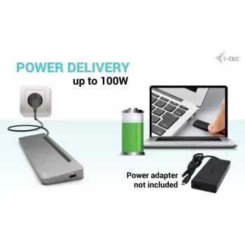 i-tec USB-C metāla ergonomiska 3x 4K displeja dokstacija + Power Delivery 100 W