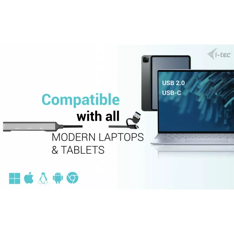 i-tec USB-C/USB-A metāla HUB 1x USB 3.0 + 3x USB 2.0