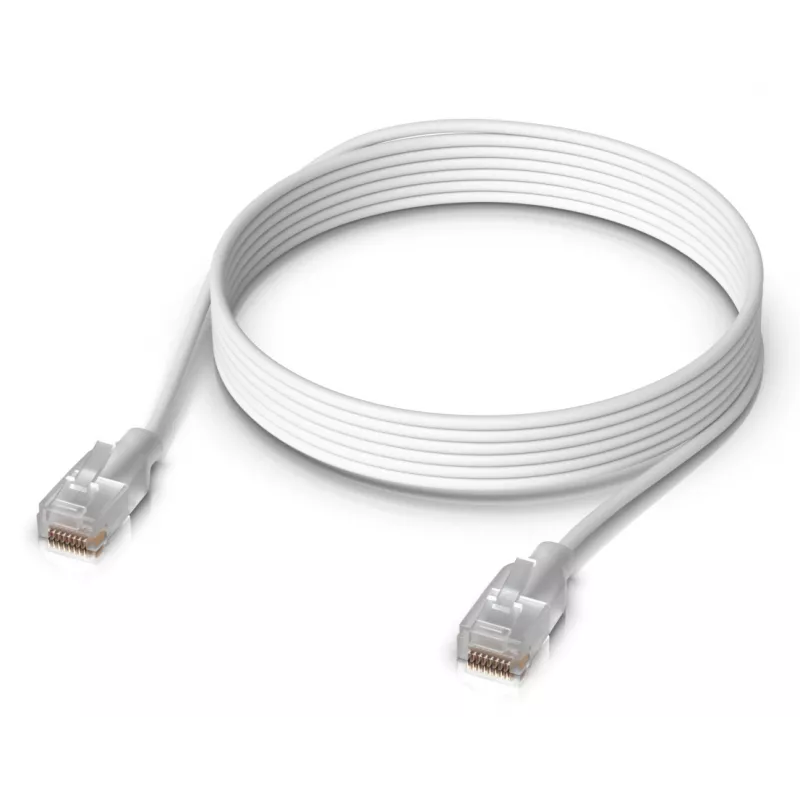 Tīkla komutācijas kabelis UBIQUITI UACC-Cable-Patch-EL-3M-W — Cat6, 3 m, 2,5 GbE, PoE++ (4PPoE), balts