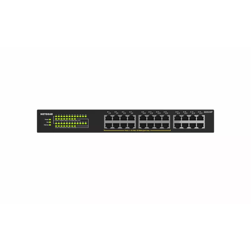 NETGEAR GS324P Neadministrējams Gigabit Ethernet (10/100/1000) Power over Ethernet (PoE) 1U Melns