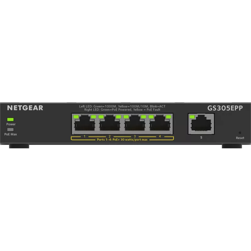 NETGEAR 5 portu gigabitu Ethernet pārvaldāms komutators (GS305EPP)