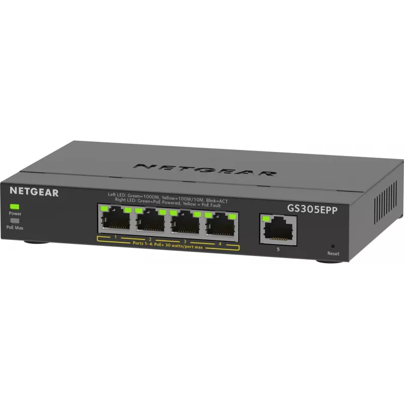 NETGEAR 5 portu gigabitu Ethernet pārvaldāms komutators (GS305EPP)
