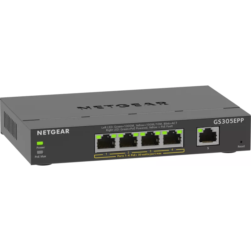 NETGEAR 5 portu gigabitu Ethernet pārvaldāms komutators (GS305EPP)